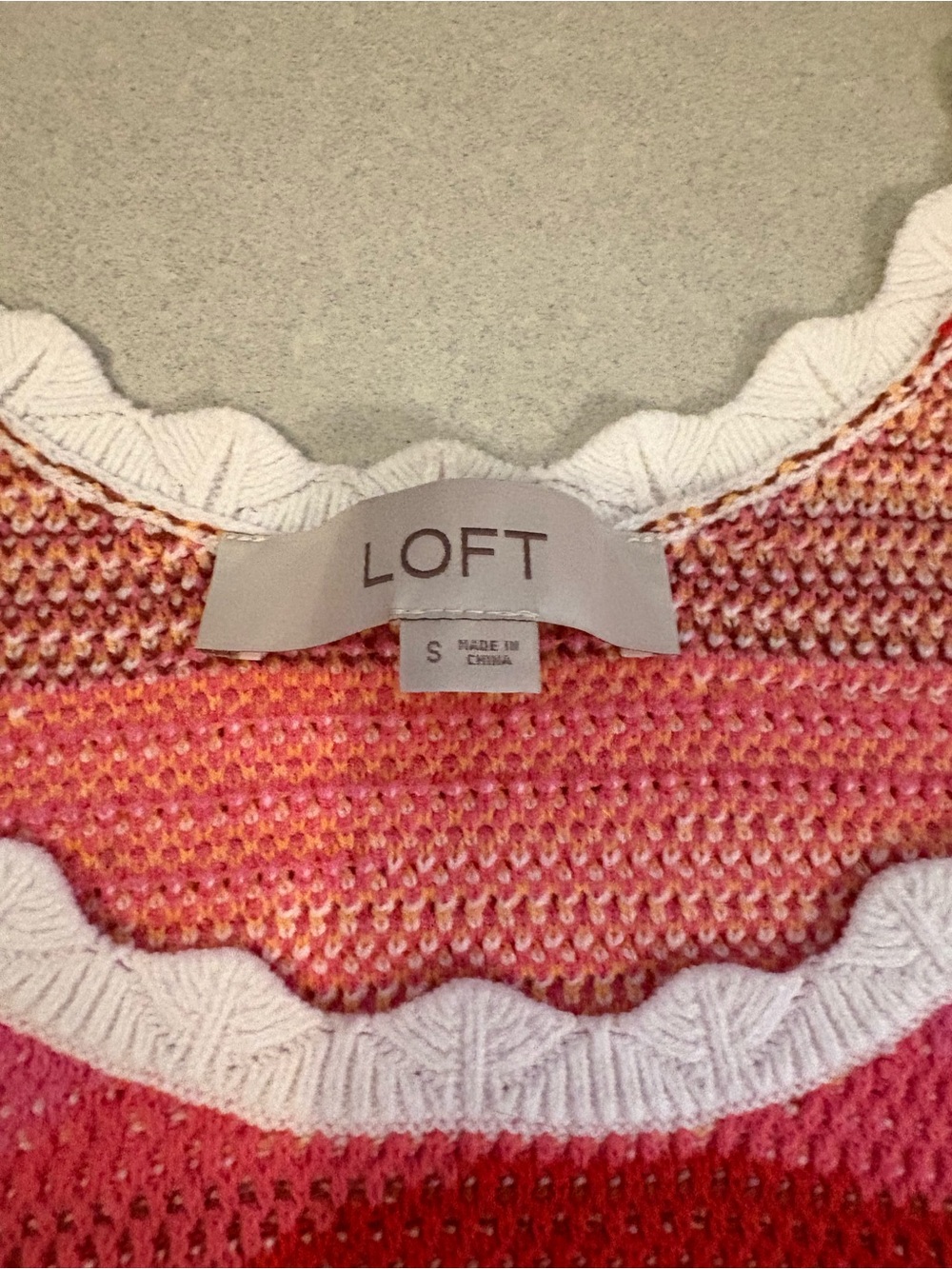 LOFT Pink Multi-Color Crochet Wave Tank - Picture 4 of 5